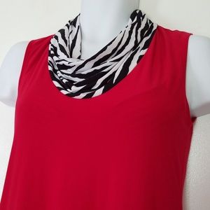 TIANA B. RED,BLACK & WHITE SLEEVELESS DRESS SIZE M